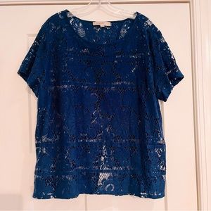 Final price LOFT Blue teal lace top size XXL